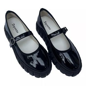 Repetto Platform Mary Janes Black Patent Leather 37 6 NEW